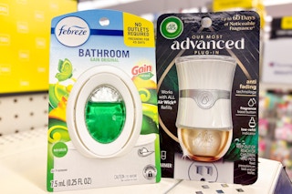 febreze and air wick air fresheners on store shelf