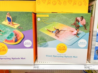 Sun Squad splash mats on a Target shelf