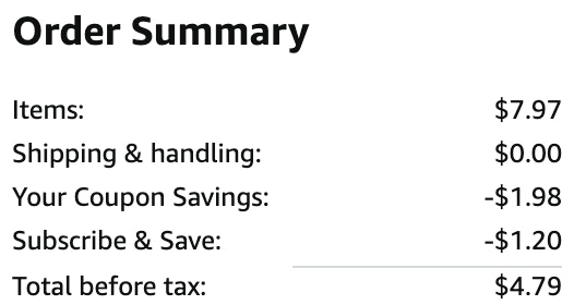 a cart ending in $4.79