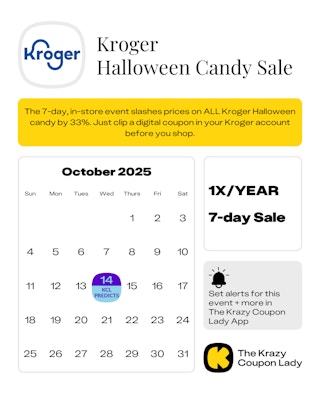 Kroger Halloween Candy Sale 2026 predicted date on Oct. 14