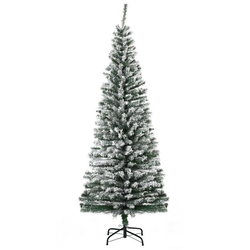 Slender Green Pine Flocked Christmas Tree