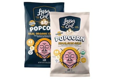 2 LesserEvil Organic Popcorn Bags