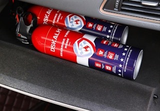two extinguishers in glove compartment