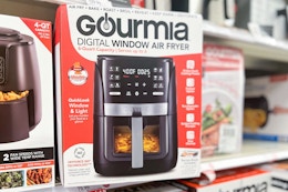 gourmia 6-quart air fryer sitting on a target shelf