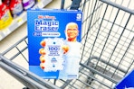 mr clean magic erasers in a cart