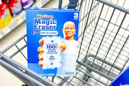 mr clean magic erasers in a cart