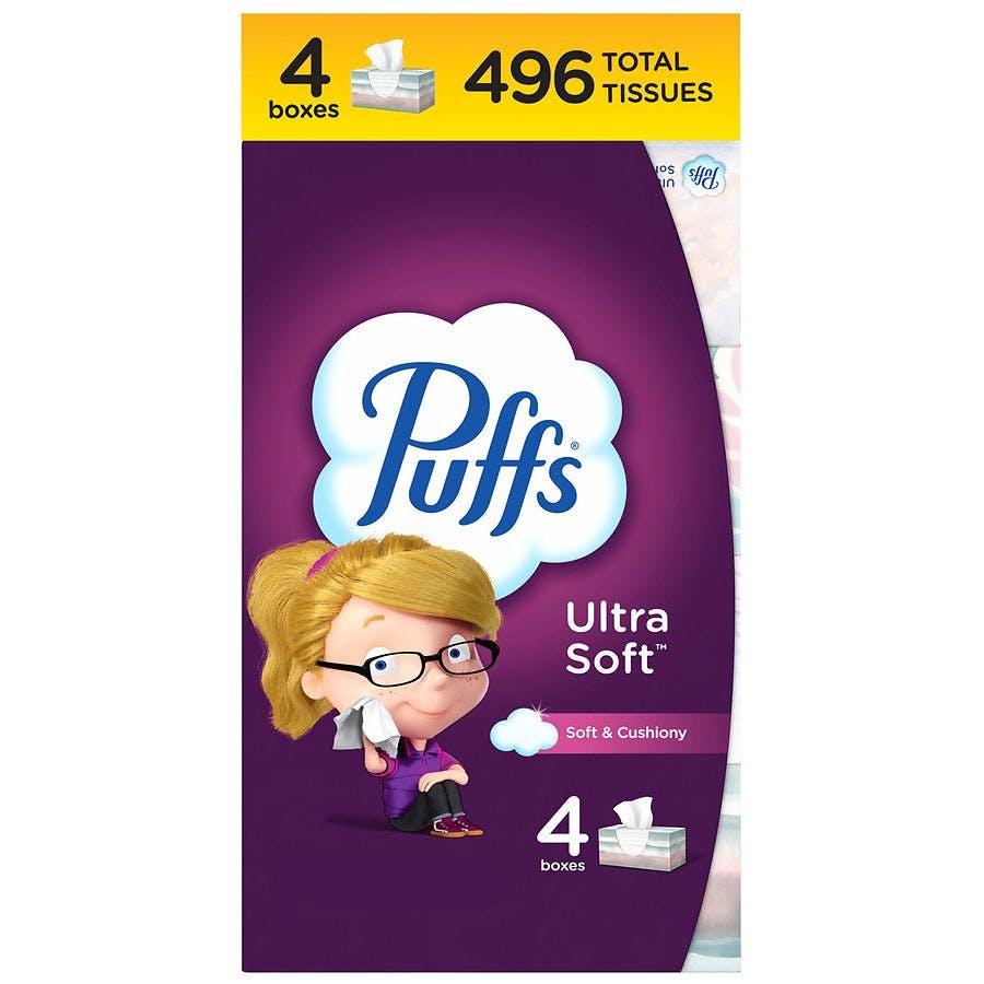 2 Puffs Facial Tissues 4-Packs