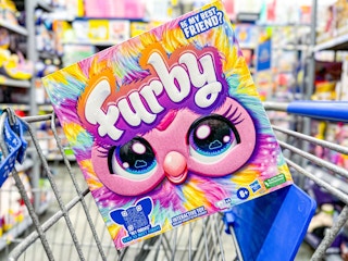 Furby Tie Dye Plush Toy in Walmart shopping cart