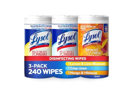 Lysol Disinfectant Wipes 3-Pack