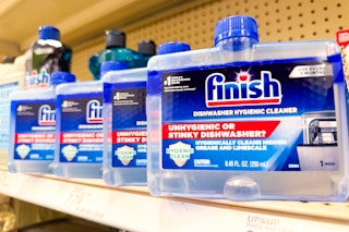 Finish Dishwasher Cleaner sitting on a target shelf