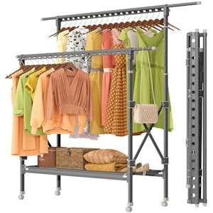 Double-Rod Rolling Clothes Rack