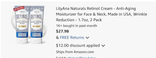 retinol cream Amazon receipt