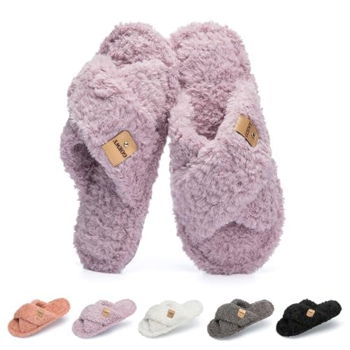 Women's Fuzzy Open Toe Slippers