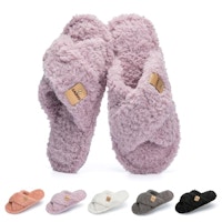 Women's Fuzzy Open Toe Slippers