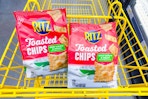 ritz toasted chips in yellow shopping cart