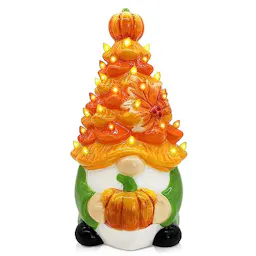 Ceramic Light-Up Gnome Pumpkin Tree