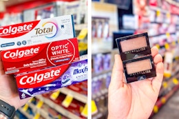 colgate toothpaste and maybelline eyeshadow