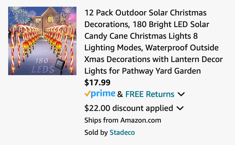 Amazon Solar Candy Cane Lights 2024