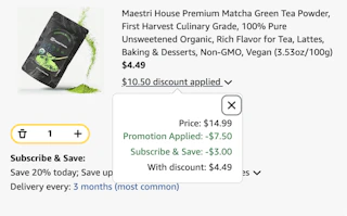 matcha powder Amazon receipt