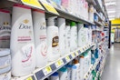 area shot of dove products on a shelf