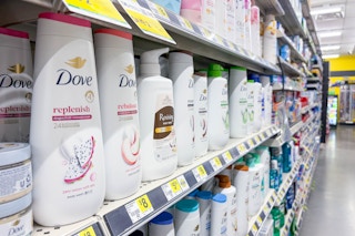 area shot of dove products on a shelf