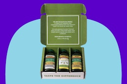 a pack with three bottles of olive oil