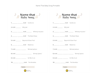 Name That Baby Song game for baby shower