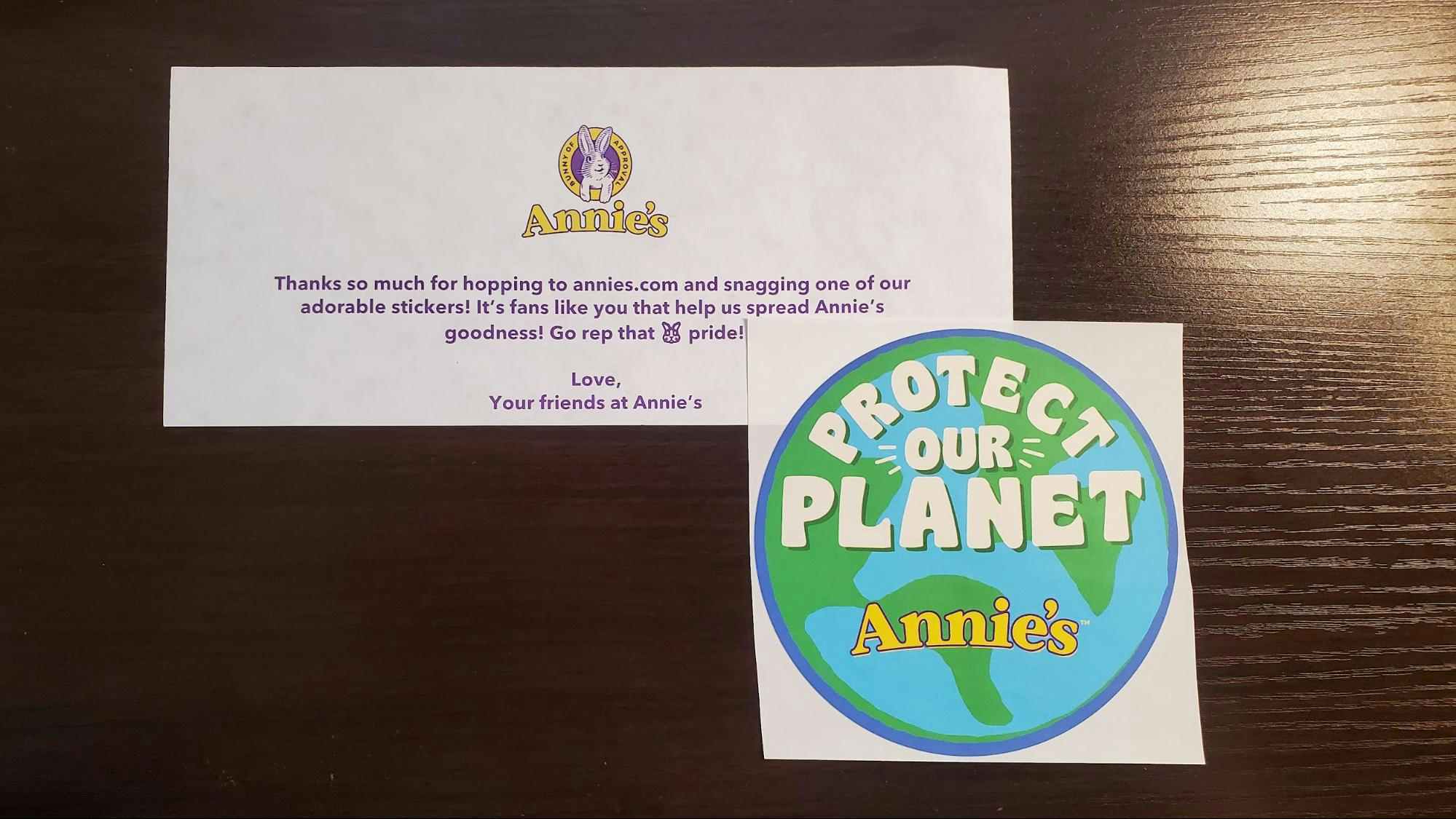 Free Annie's sticker by mail