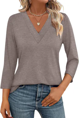 Womens 3/4 Sleeve V-Neck Tee