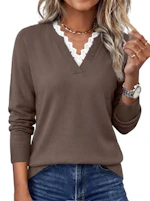 Women's V-Neck Lace Sweater