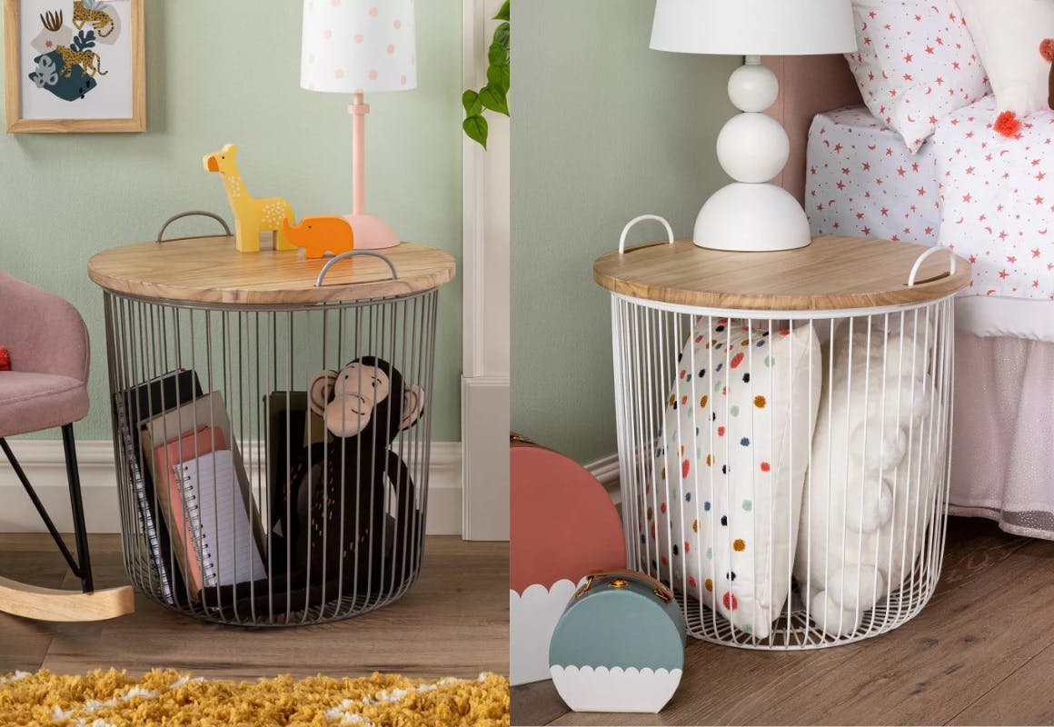 2 Pillowfort Floor Bins with Wooden Top