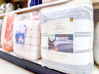 target bedding sets sitting on a target shelf