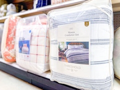 target bedding sets sitting on a target shelf