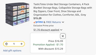 storage totes Amazon receipt
