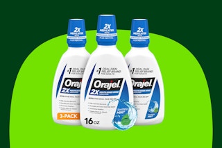 Orajel mouth rinse bottles on KCL template
