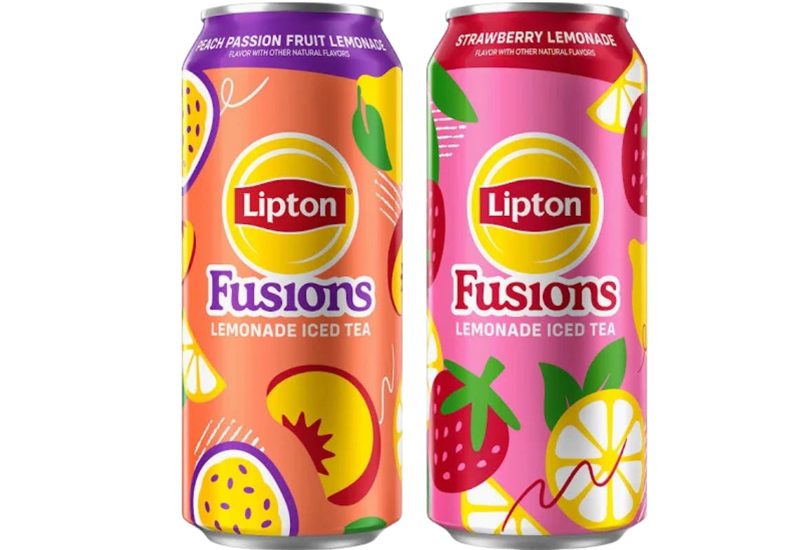 2 Lipton Fusions Tea Cans