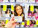 person holding clairol nice n easy hair color in front of the shelf