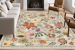 Floral Rug, Large Carpet for Living Room & Bedroom, 9'x 12', Beige B0FL1V8V2J