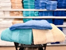 the big one bath towels arranged in a shopping cart at kohl's