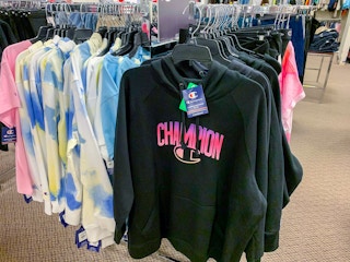 Women's Champion sweatshirt on rack