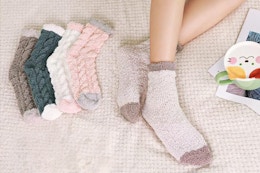 Adult Cozy Fluffy Socks 5-Pack, Only $7 With Amazon Coupon card image