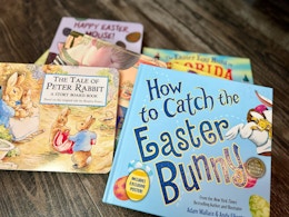 Easter-Themed Children's Books on floor