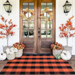 Orange and Black Plaid Rug