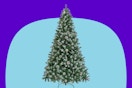 aheetech 6ft Artificial Christmas Tree on a blue background.