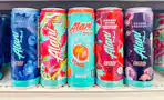 alani nu energy drinks sitting on a target shelf