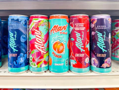 Alani nu cans on a shelf