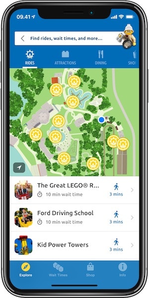 Legoland app on phone