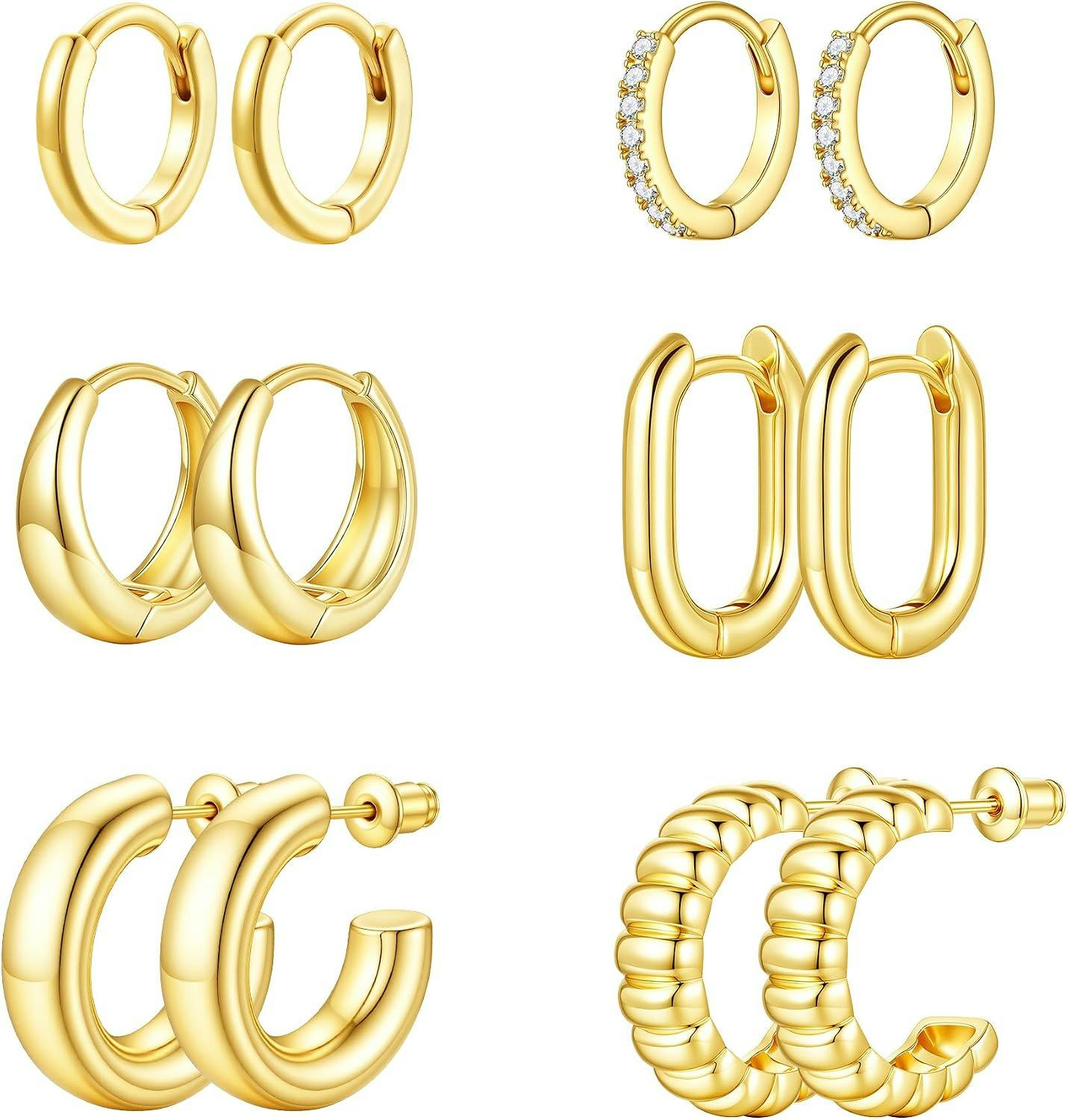 Chunky Hoop Earrings Set