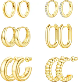 Chunky Hoop Earrings Set