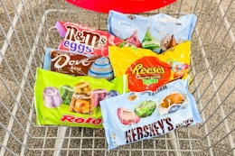 bags of candy in a cart